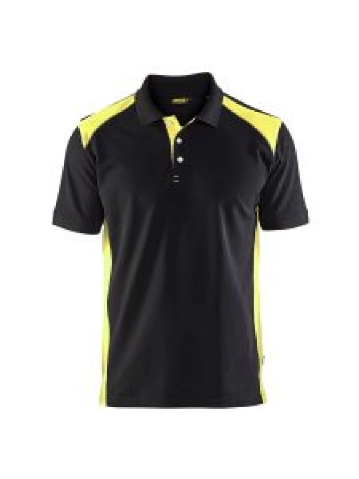 Blåkläder 3324-1050 Pique Polo Shirt - Black/High Vis Yellow