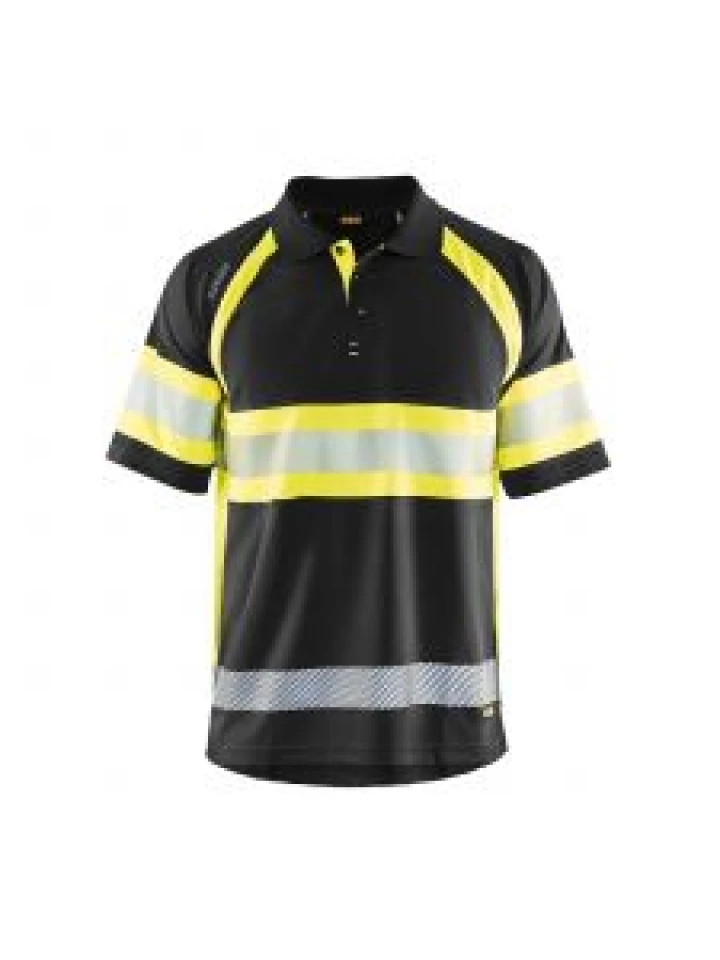 UV Polo Shirt High Vis Class 1 3338 Zwart/High Vis Geel - Blåkläder