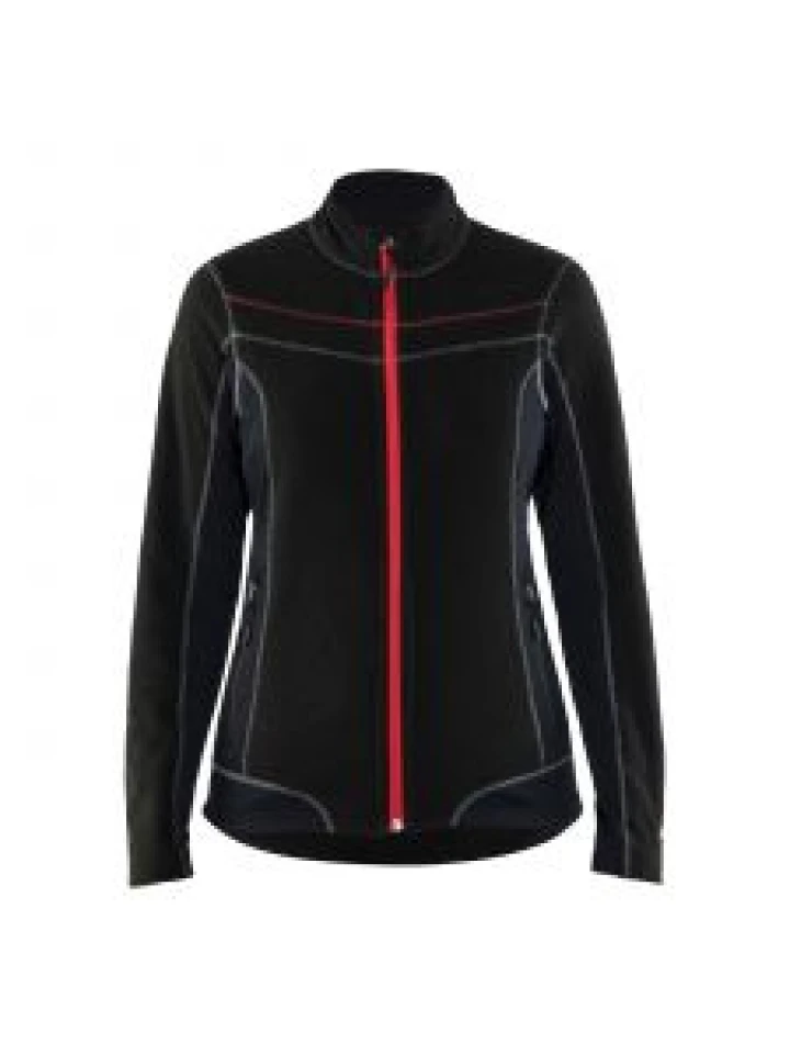 Ladies Micro Fleece Jacket 4924 Zwart/Rood - Blåkläder