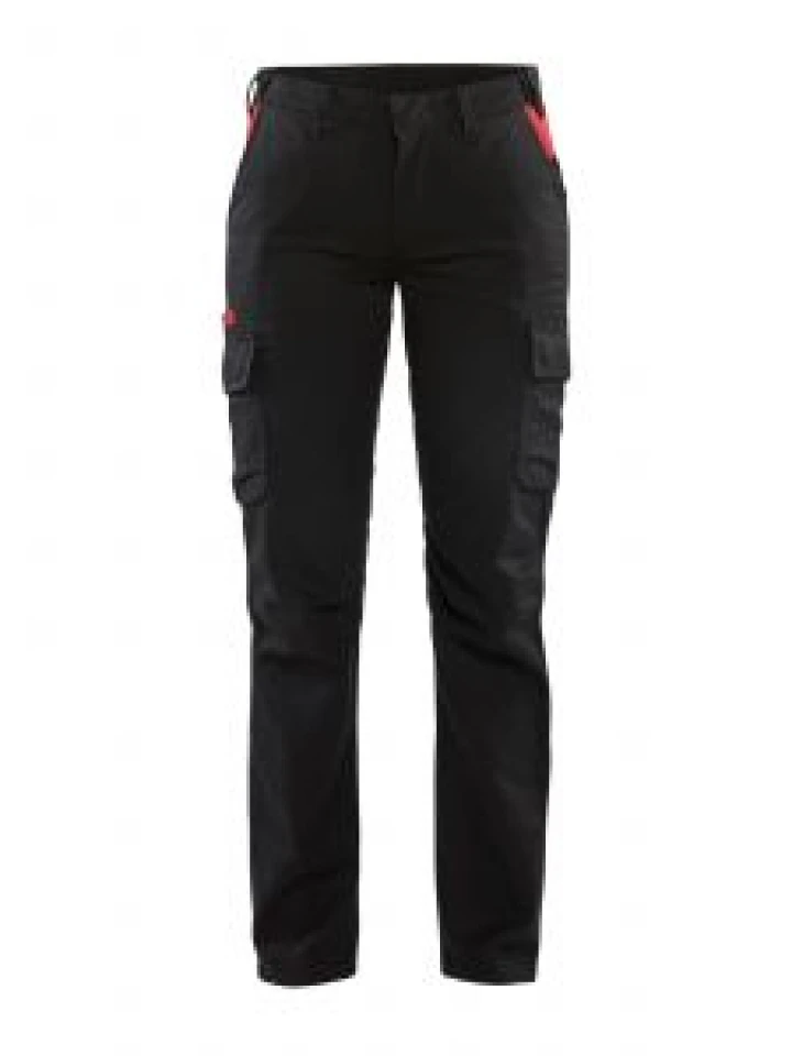 7144-1832 Dames Werkbroek Industrie Stretch - Blåkläder - zwart rood - voorkant