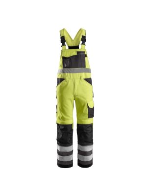 Snickers 0113 High Visibility Bib & Brace Klasse 2 - High Vis Yellow/Muted Black