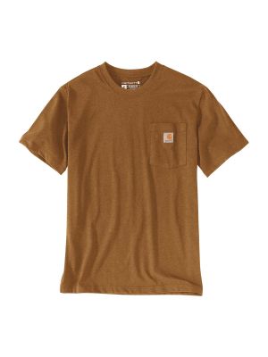 103296 T-shirt Korte Mouw Zakje Oiled Walnut Heather B00 Carhartt 71workx voor