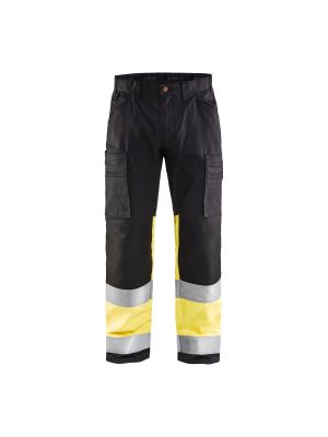 High Vis Trouser With Stretch 1551 Zwart/High Vis Geel - Blåkläder