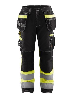 1794-1370 High Vis Work Trouser Stretch 9933 Black/High Vis Yellow Blåkläder Front