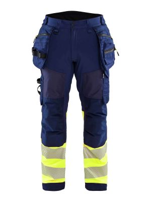 1821-2513 Werkbroek Softshell Blåkläder Marineblauw High Vis Geel 8933 71workx Voor