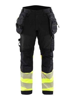 1821-2513 Werkbroek Softshell Blåkläder Zwart High Vis Geel 9933 71workx Voor