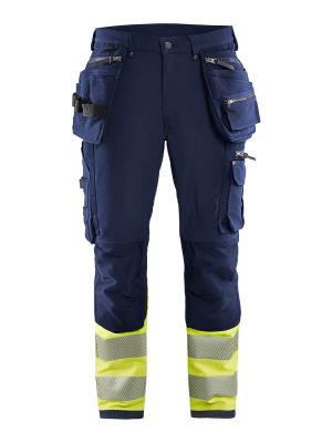 1993-1642 High Vis Work Trouser 8933 Navy_High Vis Yellow Blåkläder 71Workx Front