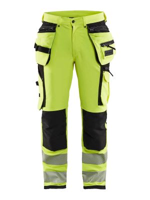 19971642 High Vis Work Trousers Holster Pockets 4-Way Stretch Yellow Black 3399 Blåkläder 71workx front