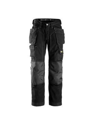 Snickers 3223 Floorlayer Work Trousers with Holster Pockets Rip Stop - Black