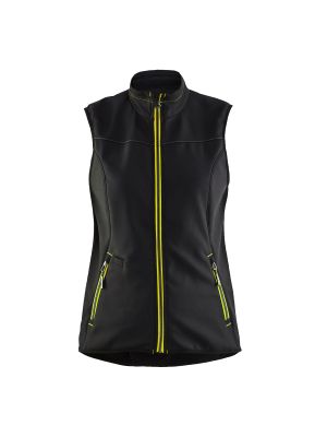 Ladies Softshell Gilet 3851 Zwart/High Vis Geel - Blåkläder