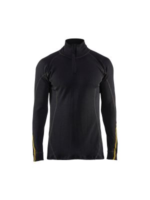 Flame Retardant Underwear Top Half Zip, 78% Merino Wool 4796 Zwart - Blåkläder