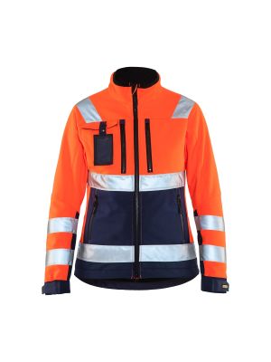 Ladies High Vis Softshell Jacket 4902 High Vis Oranje/Marineblauw - Blåkläder