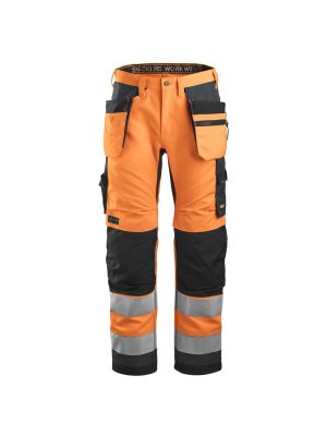 Snickers 6230 AllroundWork, High-Vis Werkbroek+ Holsterzakken Klasse 2 - Orange/Steel Grey