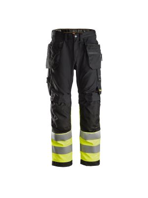 Snickers 6233 AllroundWork, High-Vis Werkbroek+ Holsterzakken Klasse 1 - Black/Yellow