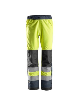 Snickers 6530 AllroundWork, High-Vis Waterproof Shell Werkbroek Klasse 2 - Yellow/Navy