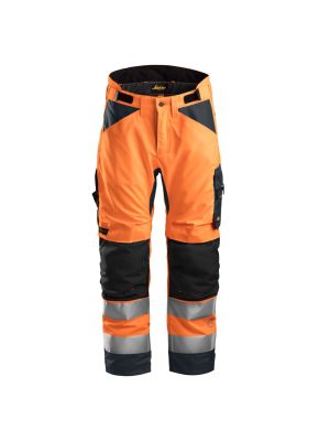 Snickers 6639 AllroundWork, High-Vis 37.5® Isolerende Werkbroek+ Klasse 2 - Orange/Steel Grey