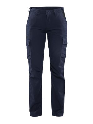 7144-1832 Dames Werkbroek Industrie Stretch - Blåkläder - donker marineblauw zwart - voorkant