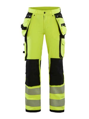 7197-1642 Dames Werkbroek High Vis 4-Weg Stretch - 3399 High Vis Geel/Zwart - Blåkläder - voorkant