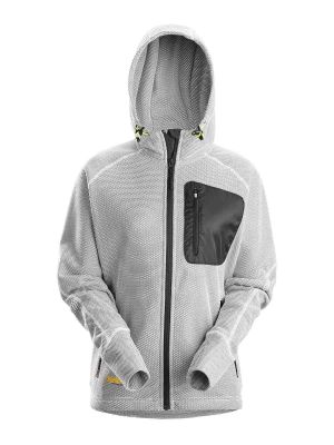 8047 Dames Werkvest Fleece Hoodie White Black 0904 Snickers 71workx voor