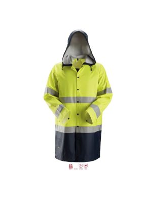 Snickers 8261 ProtecWork, Regenjas PU Klasse 3 - High Vis Yellow/Navy