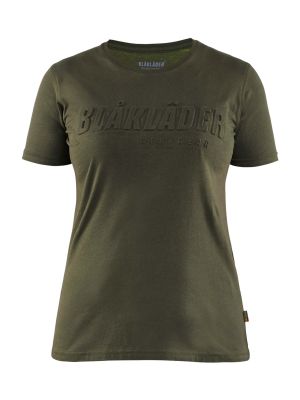 Blåkläder Werk T-Shirt 3D Logo Dames 3431 Donker Herfstgroen 4209 71workx Voor
