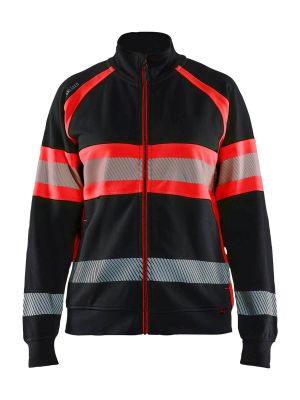 Blåkläder Werkvest High Vis Dames 3505 Zwart High Vis Rood 9955 71workx Voor