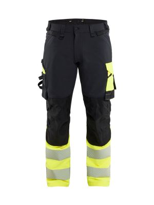 Blåkläder High Vis Werkbroek 4-Weg Stretch 1126 9933 Zwart / High Vis Geel 71workx Voor