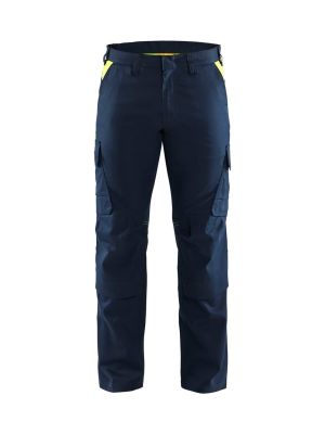 Blåkläder Werkbroek Stretch Met Kniezakken 144818328633 Blauw High Vis Geel voor