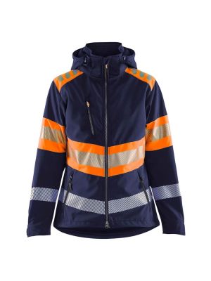 Blåkläder Werkjas Softshell High Vis Dames 440425138953 Marineblauw Oranje 71workx voor