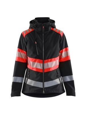 Blåkläder Werkjas Softshell High Vis Dames 440425139955 Zwart High Vis Rood 71workx voor