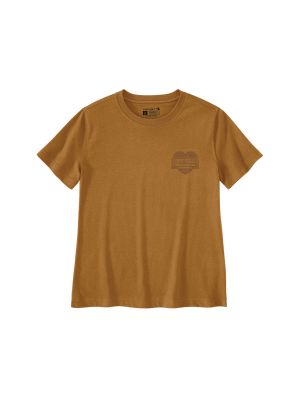 Carhartt 107534 Dames Werk T-shirt Grafisch Hart Print Carhartt Brown BRN 71workx Voor