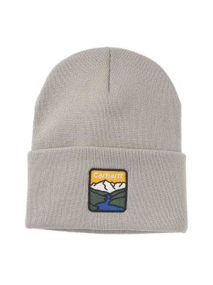 Carhartt 107706 River muts geborduurd patch logo EE2 Gray Dunes 71workx Voor
