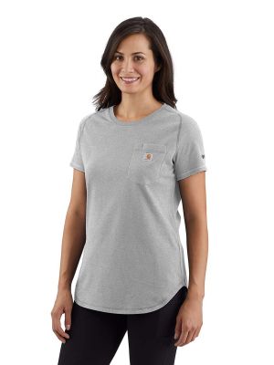 Carhartt Werk T-shirt Borstzak Force 106650 Dames - Grijs