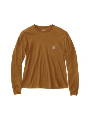 Carhartt Werk T-shirt Lange Mouw Dames 106121 71workx Brown BRN voor