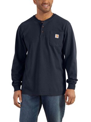 Carhartt K128 Pocket Henley T-shirt Lange Mouw Navy - M