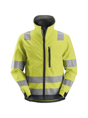 Snickers 1230 High Vis Werkjas Softshell Klasse 3 Geel Grijs 6658 71workx voor
