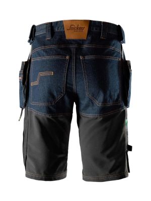 Snickers 6155 FlexiWork Korte Werkbroek Denim Holsterzak