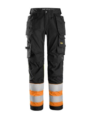 Snickers High-Vis Werkbroek Stretch Klasse 1 Dames 6734 71workx Black Orange 0455 voor