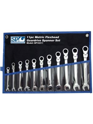 SP Tools SP10311 Ringratel-Steeksleutelset met Flexibele Kop 11-delig