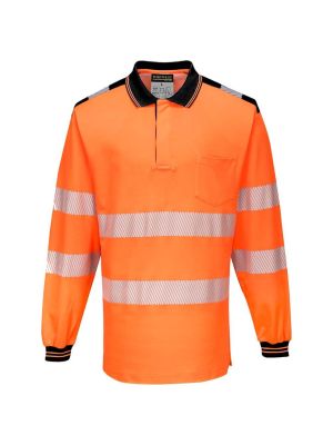 Portwest T184 PW3 High Vis Werk Polo Met Lange Mouwen Oranje Zwart 71workx voor