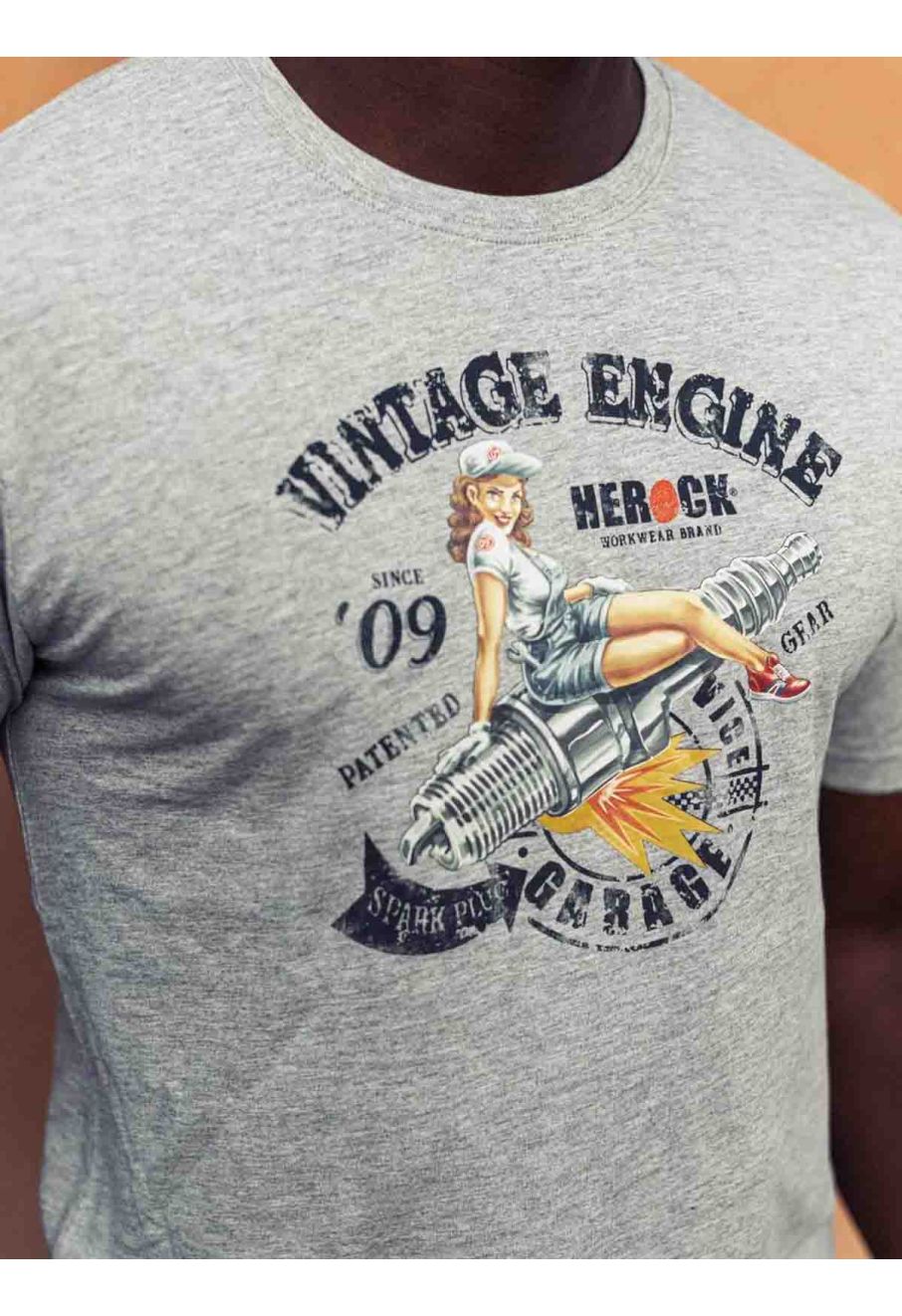 Engine Werk T-shirt Graphic Logo Herock 23MTS2204 Light heather grey | T-Shirts
