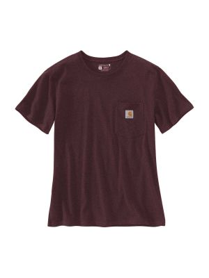 103067 Dames Werk T-shirt Pocket - Deep Wine 643 - Carhartt - voor