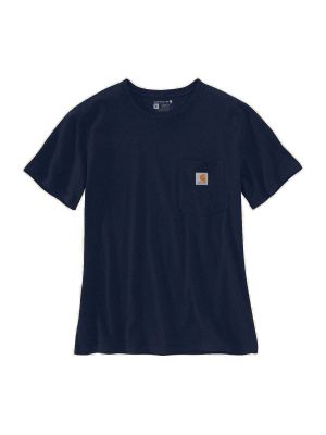 103067 Dames Werk T-shirt Pocket - Navy 412 - Carhartt - voor