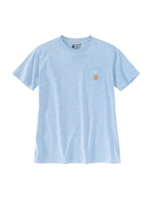 103067 Dames Werk T-shirt Pocket - Powder Blue Nep H67 - Carhartt - voor