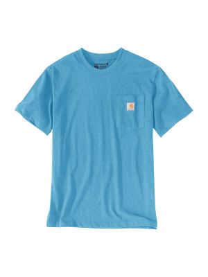 103296 T-shirt Korte Mouw met Zakje - Blue Lagoon HTHR H54 - Carhartt - voor