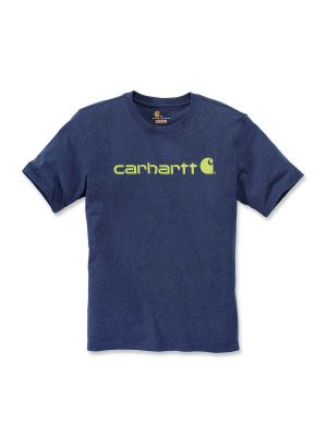 103361 Werk T-shirt Core Print Logo - Dark Cobalt Blue Heather 413 - Carhartt - voor