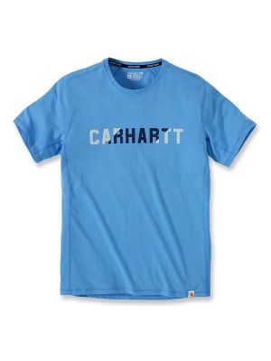 105203 Werk T-shirt Blok Logo Grafisch Carhartt 71workx Azure Blue HA6 voor