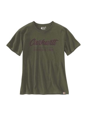 105262 Dames Werk T-shirt Crafted Grafische Print - Basil Heather G73 - Carhartt - voor