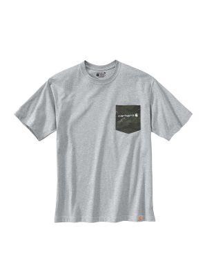 105352 Werk T-shirt Camo Grafische Print Zakje - Heather Grey HGY - Carhartt - voor