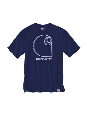 105379 Werk T-shirt C Logo Grafisch Print - Scout Blue Heather H53 - Carhartt - voor
